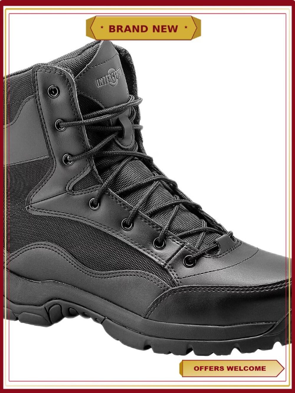 Steel Toe Tactical Work Boots for Men Slip Resistant Lace Up